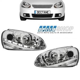 Golf 5 LED priekiniai žibintai (chromuoti)